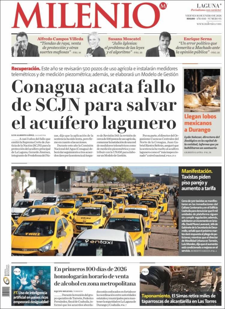 Portada de Milenio - Laguna (M&eacute;xico)