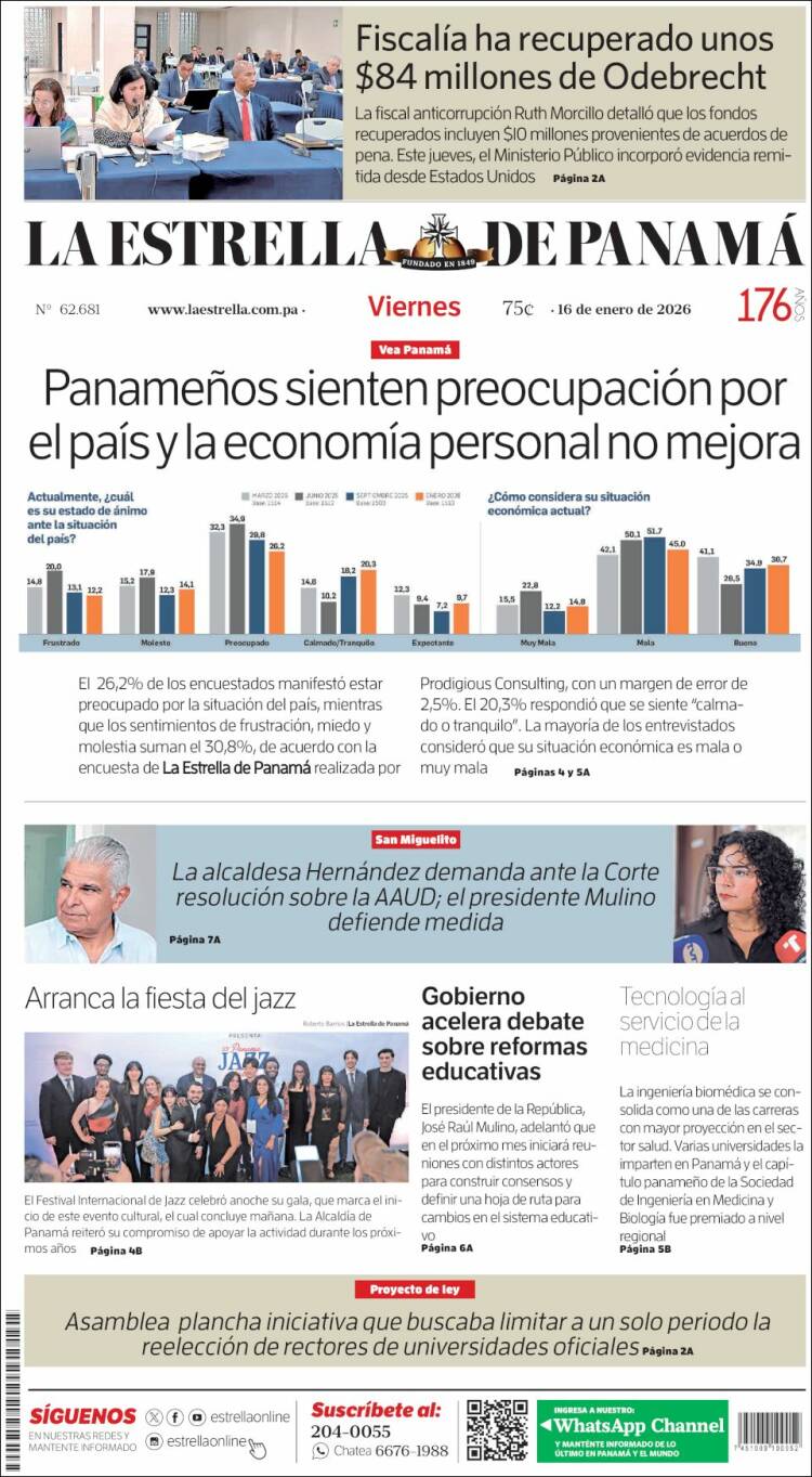 Portada de La Estrella de Panamá (Panam&aacute;)