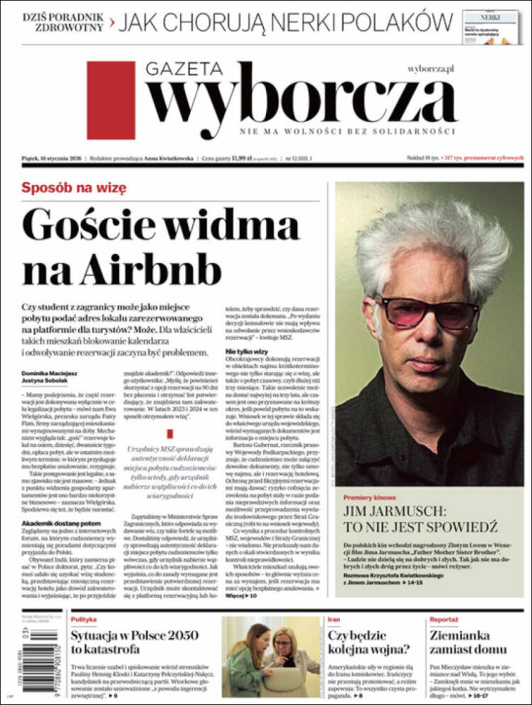 Portada de Gazeta Wyborcza (Polonia)