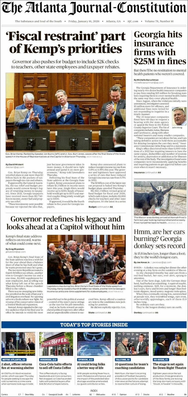 Portada de The Atlanta Journal-Constitution (USA)