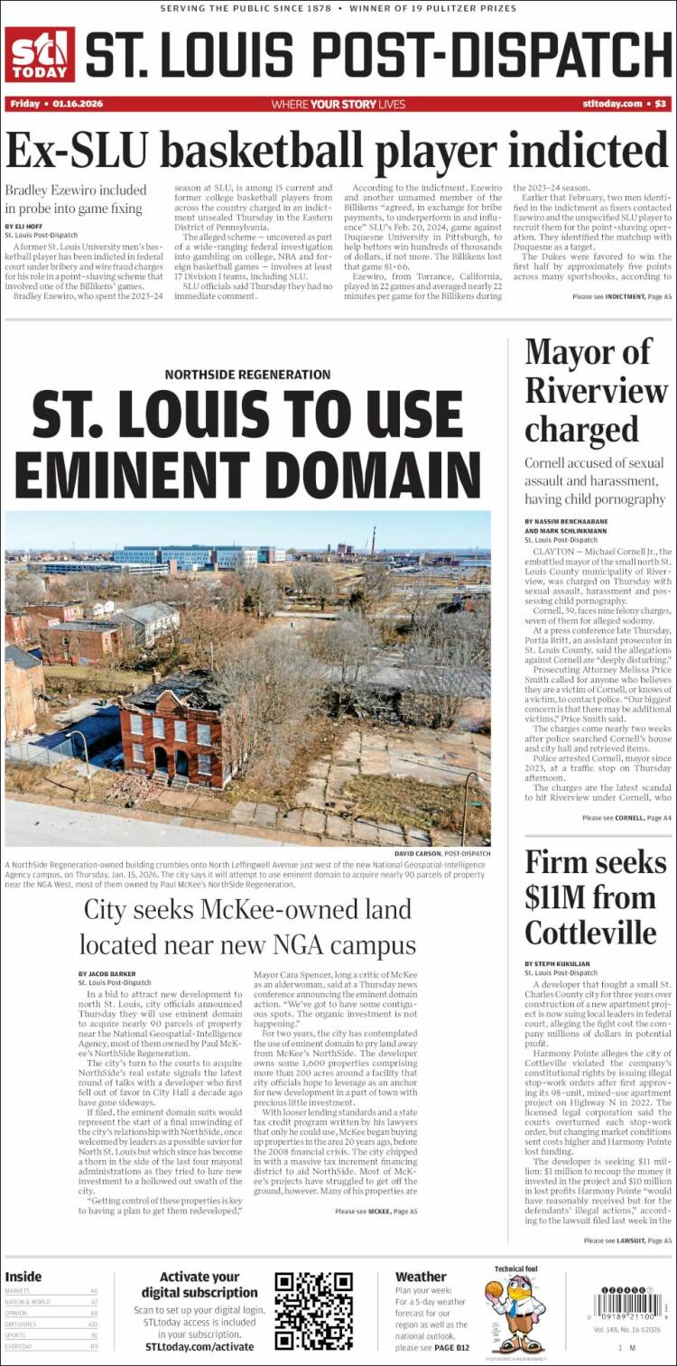 Portada de St. Louis Post-Dispatch (USA)