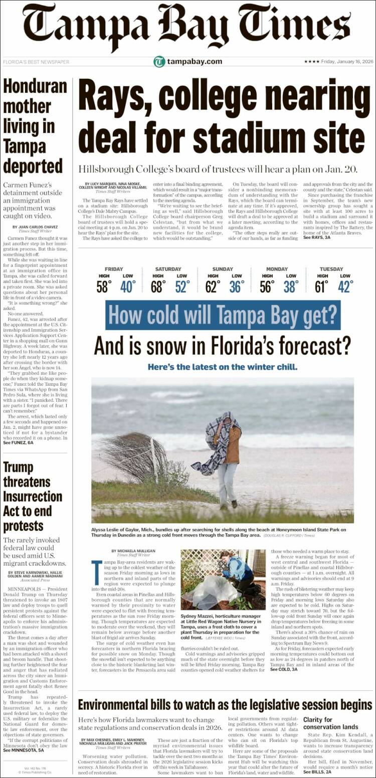 Portada de Tampa Bay Times (USA)
