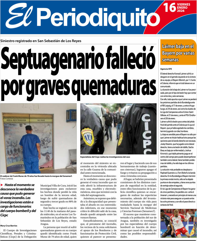 Portada de Periodiquito de Aragua (Venezuela)