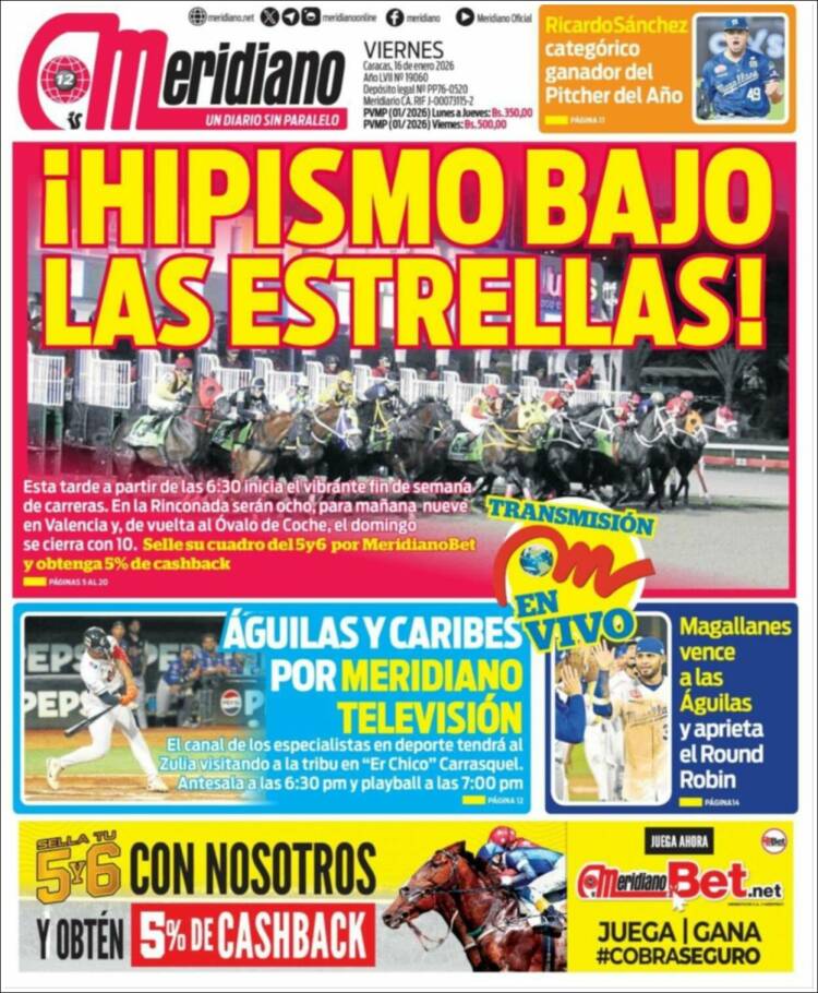 Portada de Meridiano (Venezuela)