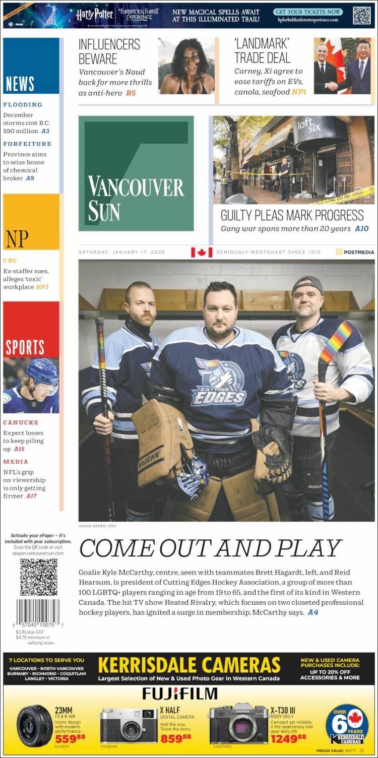 Portada de The Vancouver Sun (Canad&aacute;)