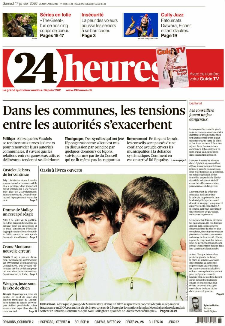 Portada de 24 Heures (Suiza)
