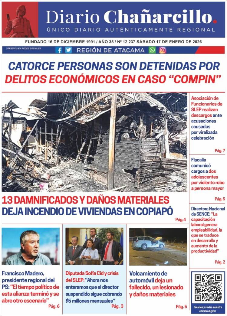 Portada de Diario Chañarcillo (Chile)