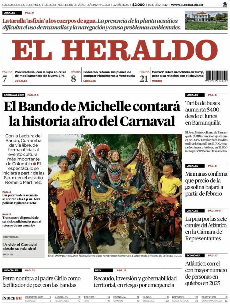 Portada de El Heraldo (Colombia)