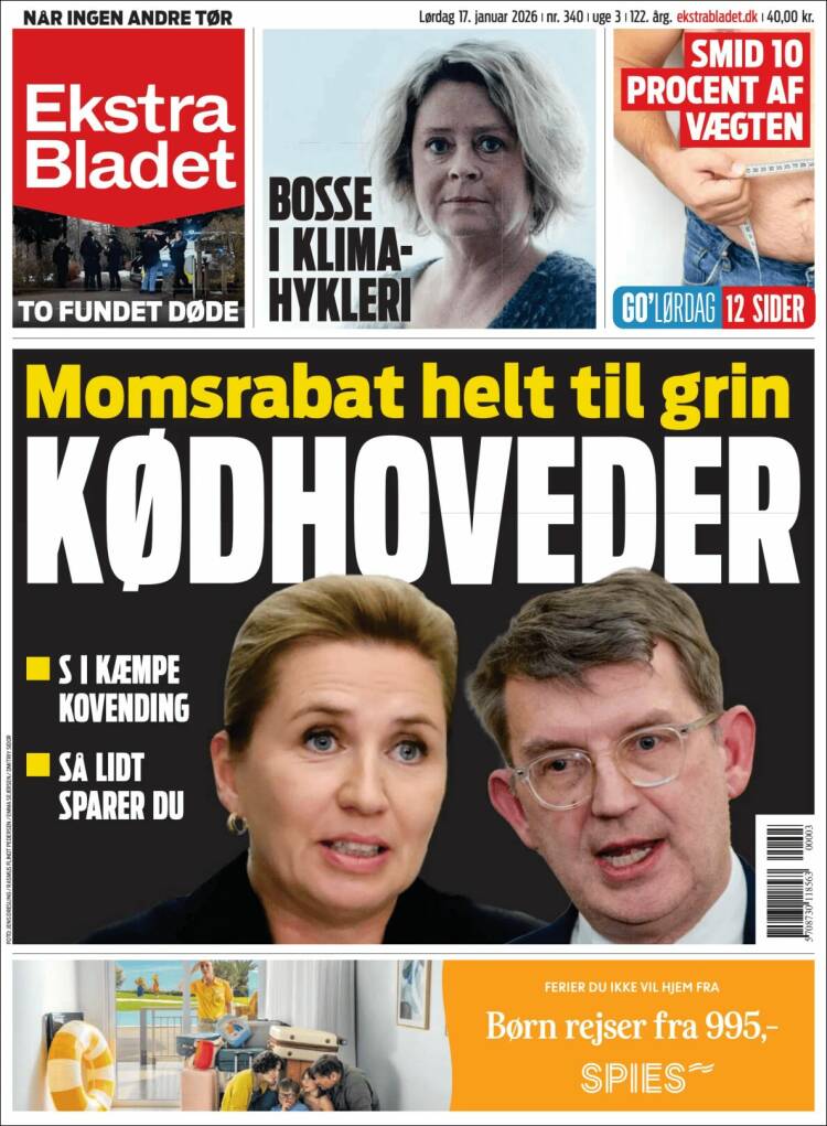 Portada de Ekstra Bladet (Dinamarca)