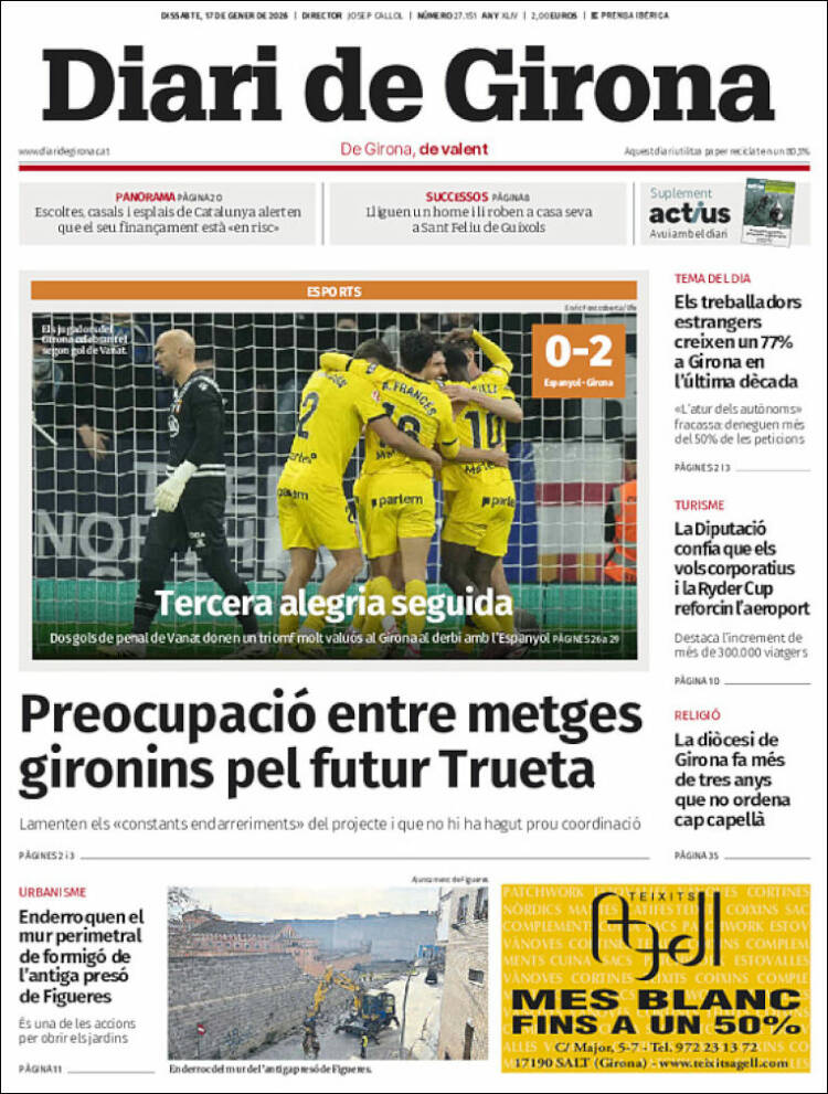 Portada de Diari de Girona (Espa&ntilde;a)