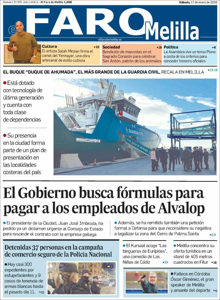 Portada de El Faro de Melilla (Espa&ntilde;a)