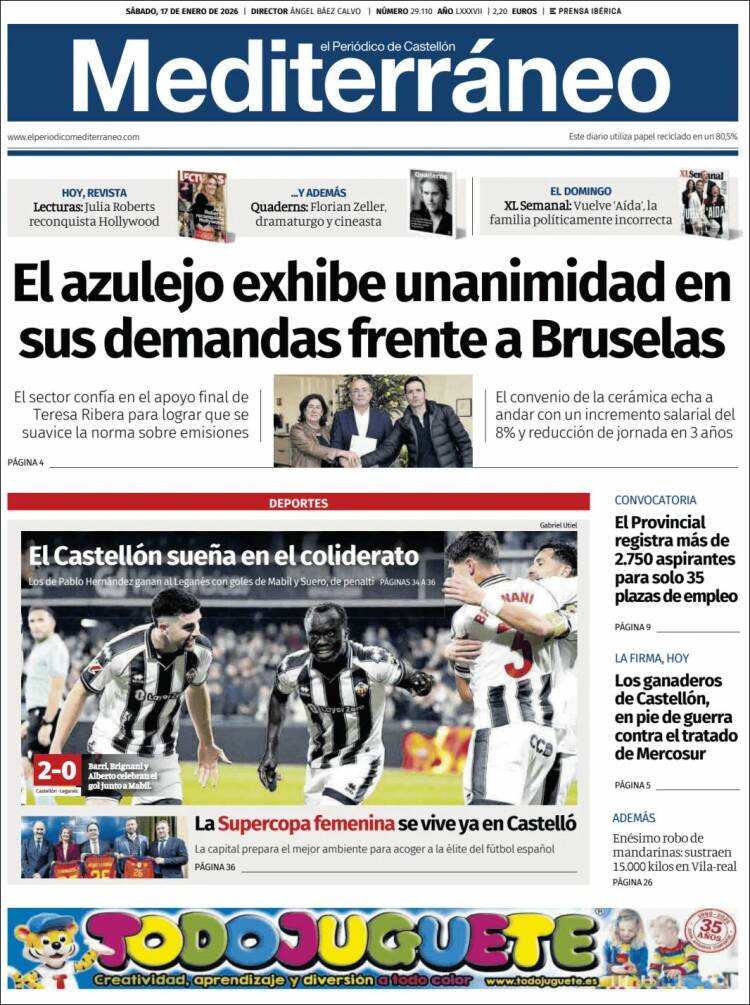 Portada de El Periódico Mediterraneo (Espa&ntilde;a)