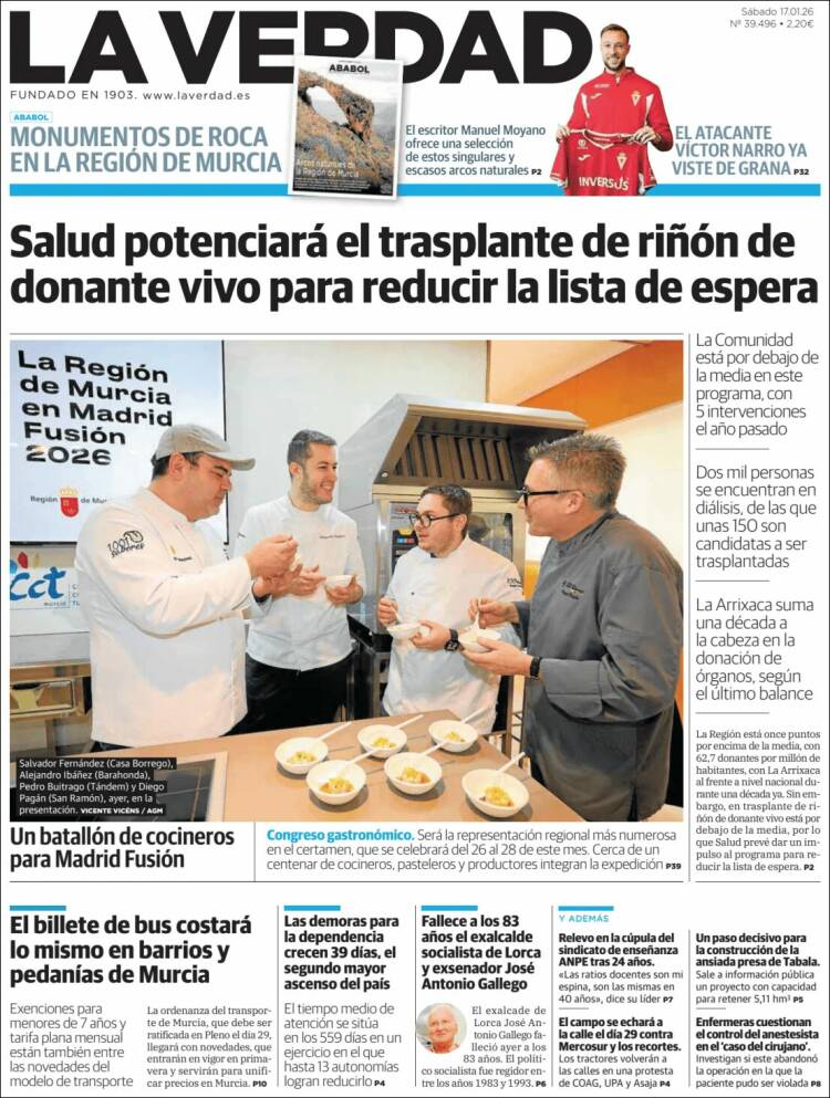 Portada de La Verdad de Murcia (Espa&ntilde;a)