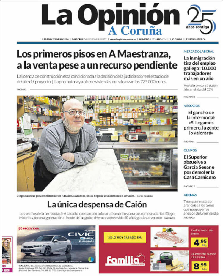 Portada de La Opinión de A Coruña (Espa&ntilde;a)