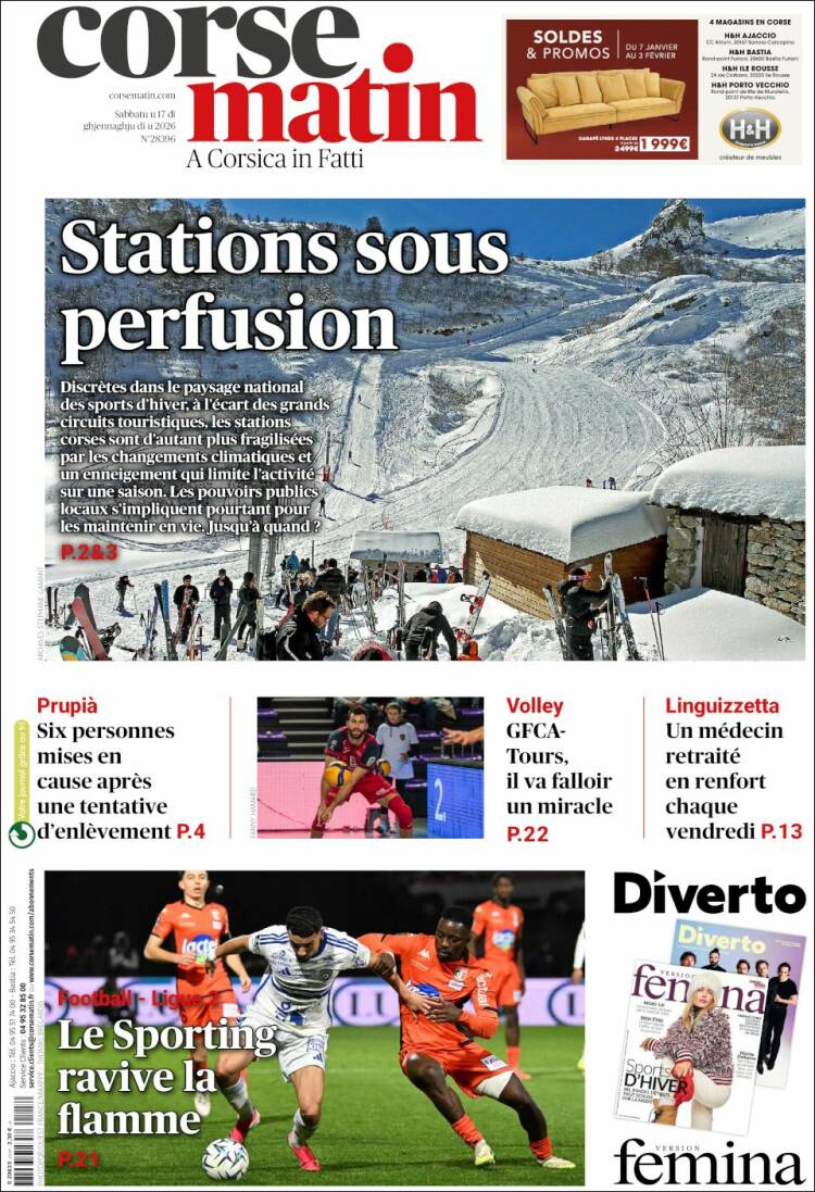 Portada de Corse-Matin (Francia)