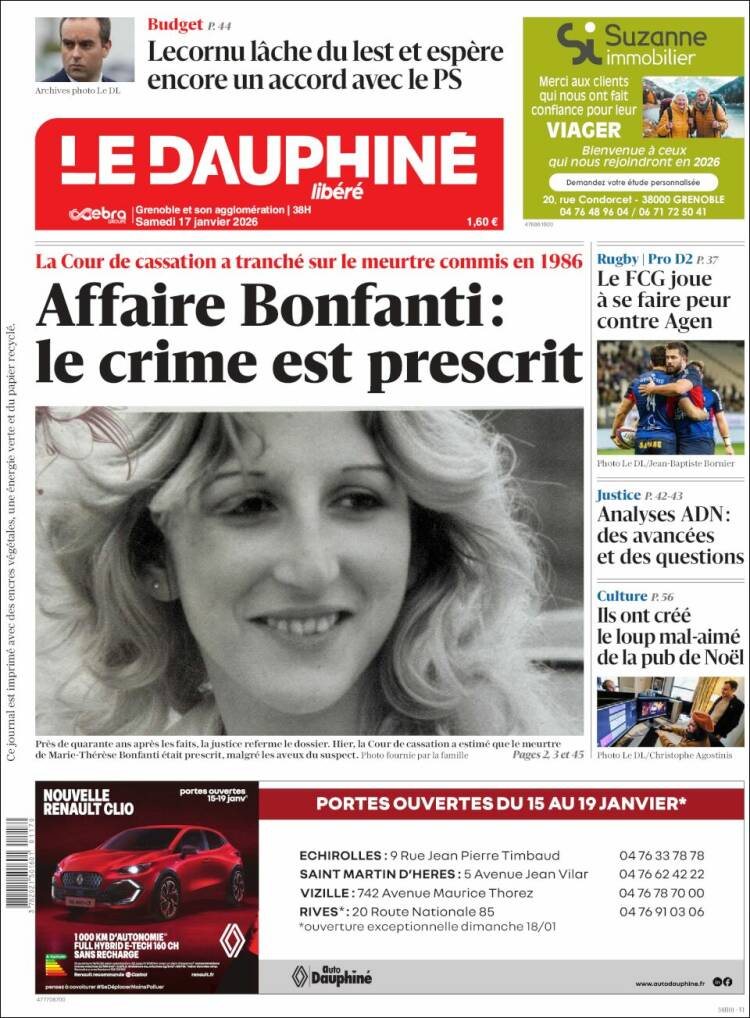 Portada de Le Dauphiné Libéré (Francia)