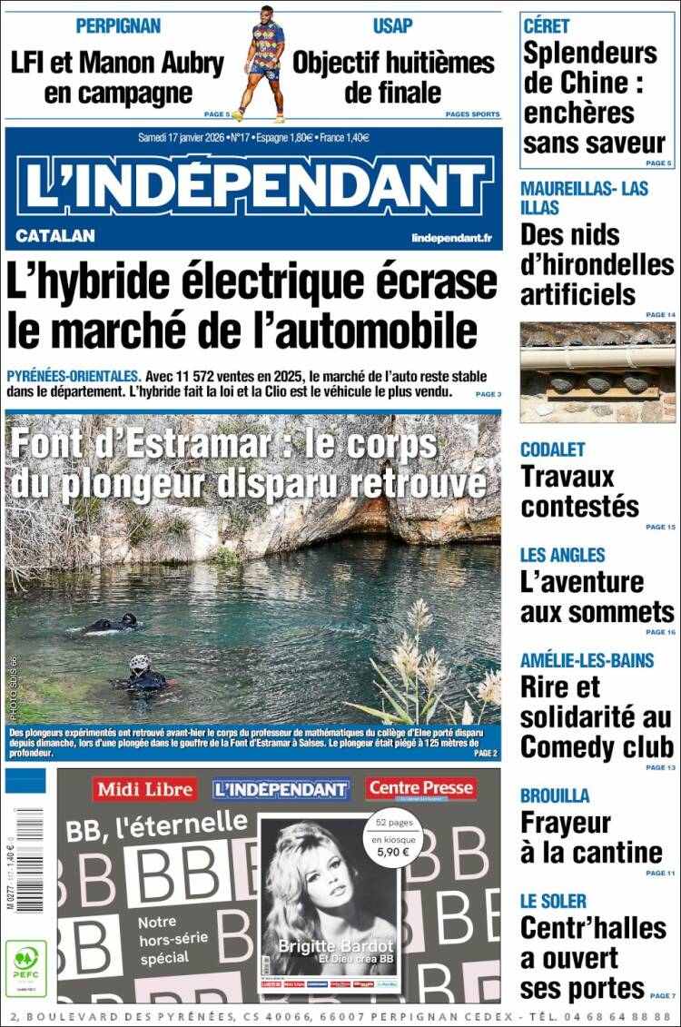 Portada de Le Indépendant (Francia)