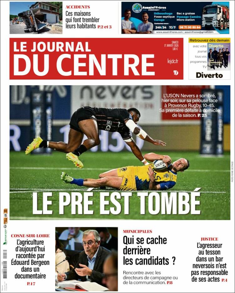 Portada de Le Journal du Centre (Francia)
