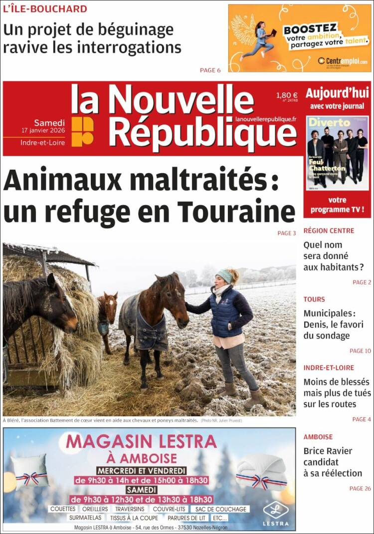 Portada de La Nouvelle Republique (Francia)