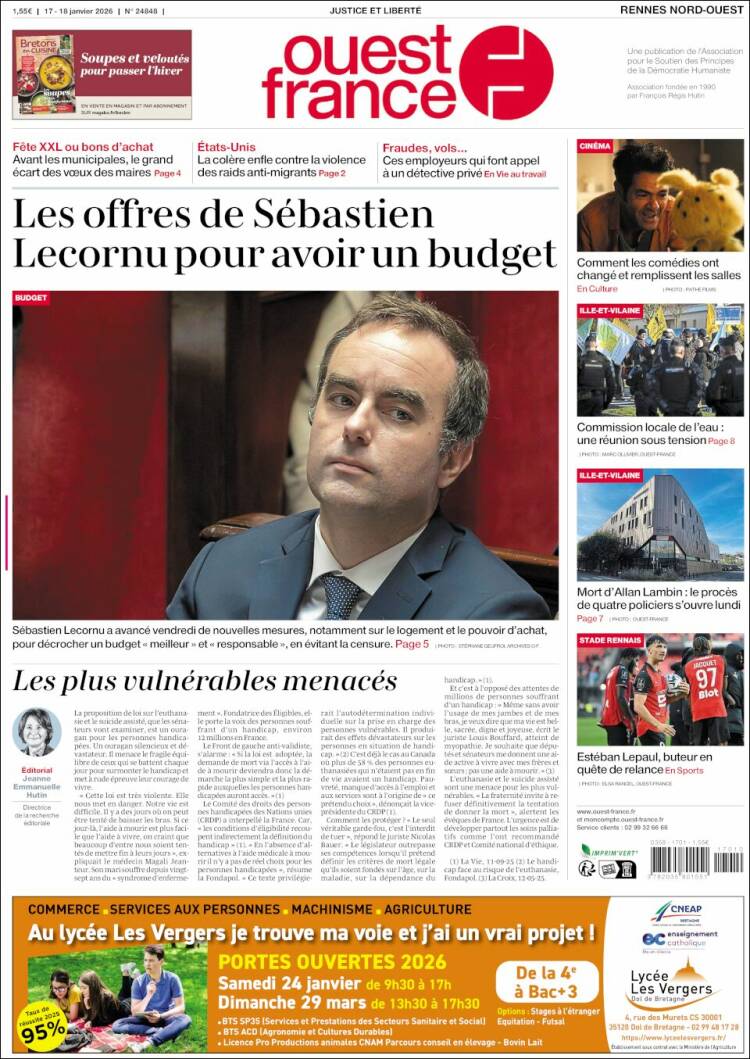 Portada de Ouest France (Francia)