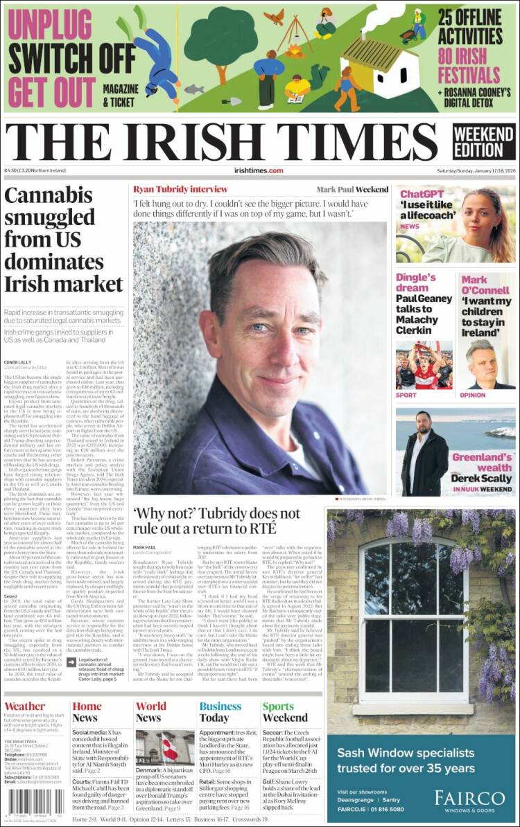 Portada de Irish Times (Irlanda)