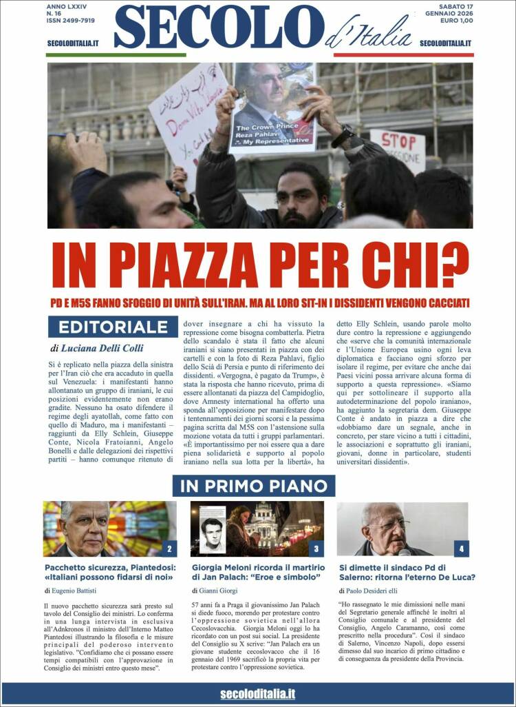 Portada de Secolo d'Italia (Italia)
