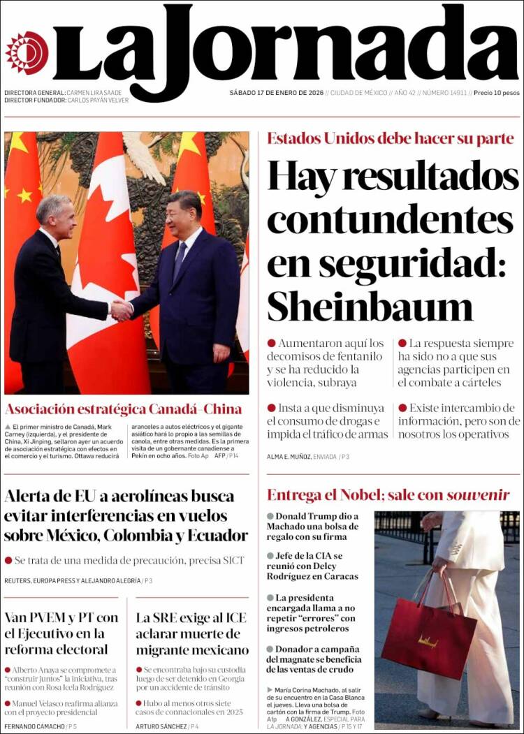 Portada de La Jornada (M&eacute;xico)