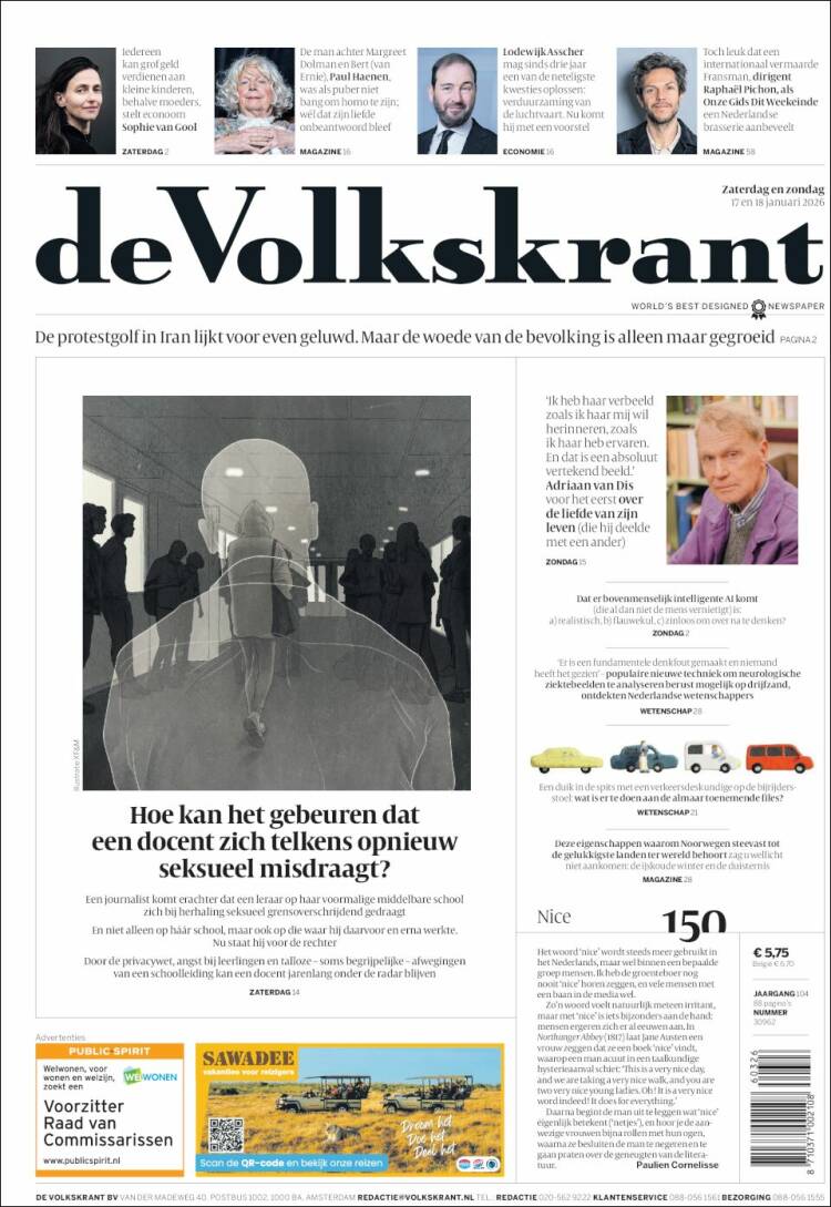Portada de De Volkskrant (Pa&iacute;ses Bajos)