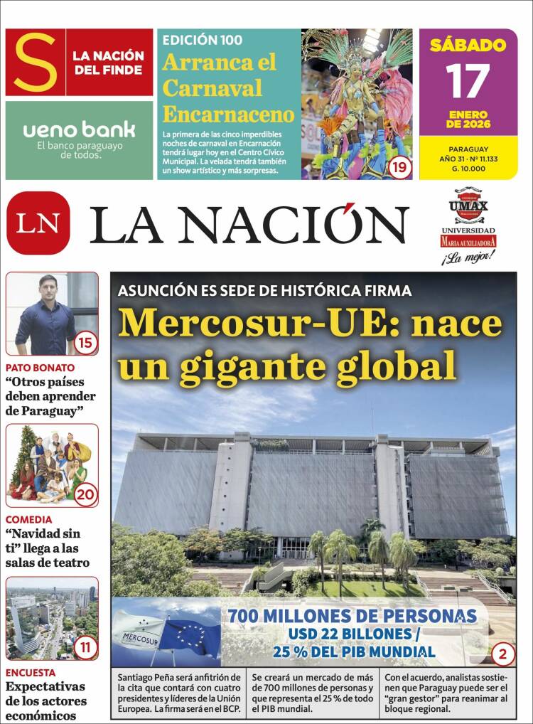 Portada de La Nación (Paraguay)