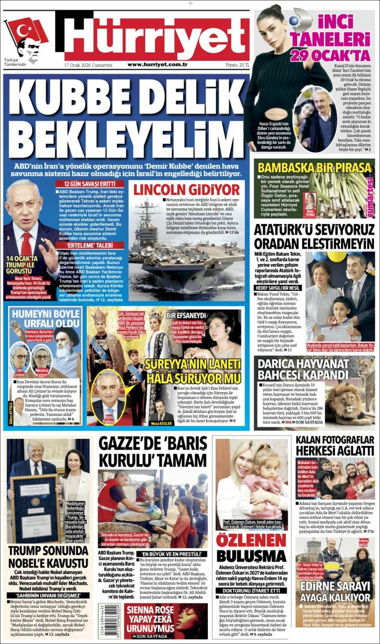 Portada de Hürriyet (Turqu&iacute;a)