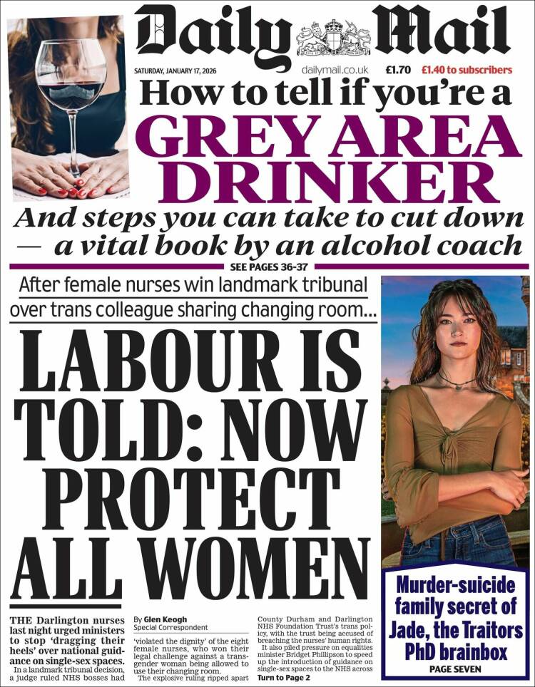 Portada de Daily Mail (Reino Unido)