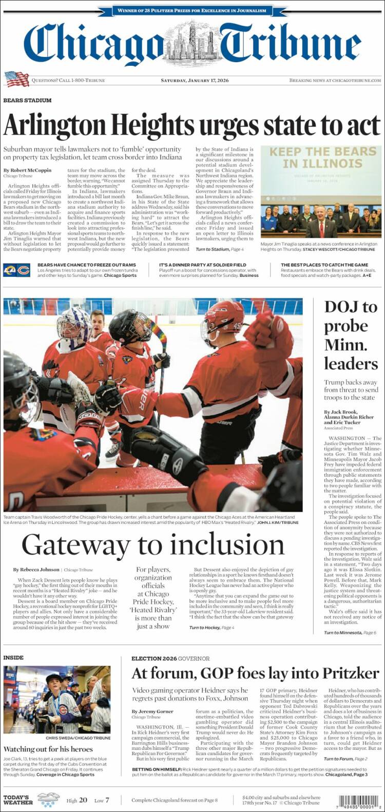 Portada de Chicago Tribune (USA)