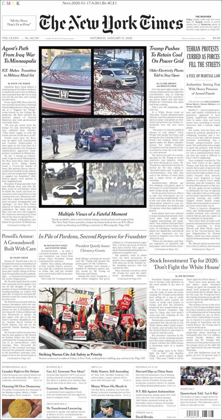 Portada de New York Times (USA)