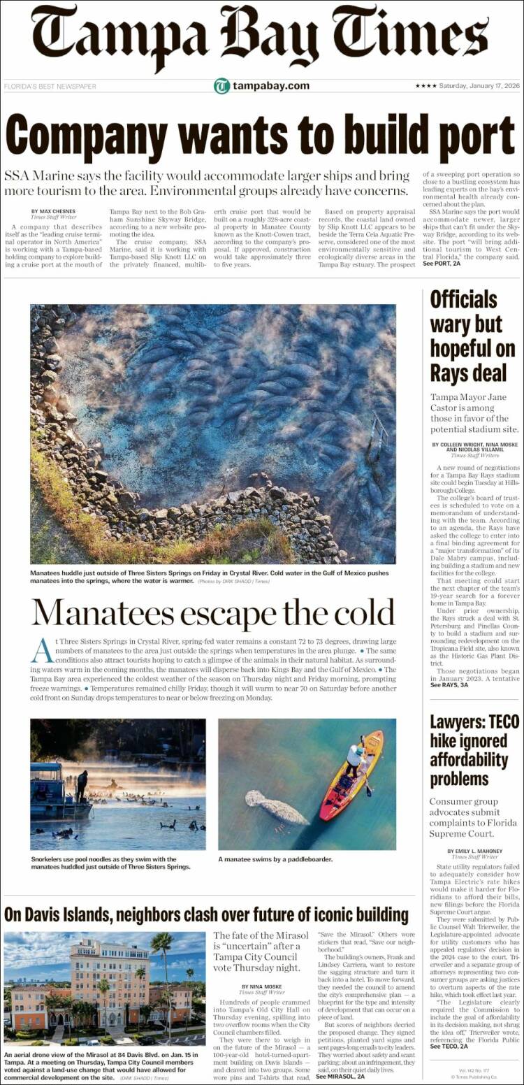 Portada de Tampa Bay Times (USA)