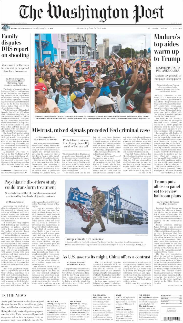 Portada de The Washington Post (USA)