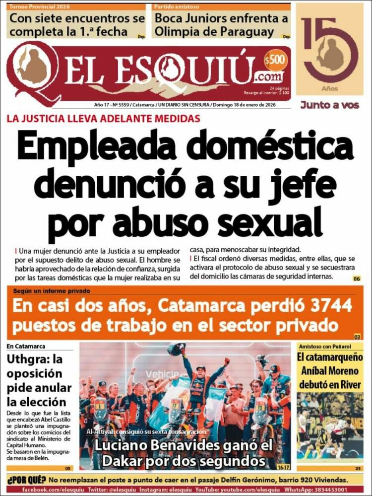 Portada de El Esquiu (Argentina)