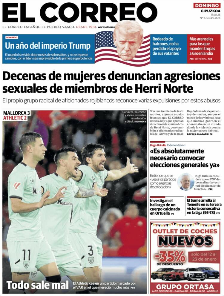 Portada de El Correo - Guipuzcoa (Espa&ntilde;a)