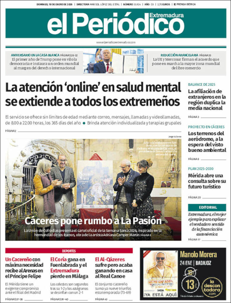 Portada de El Periódico de Extremadura (Espa&ntilde;a)