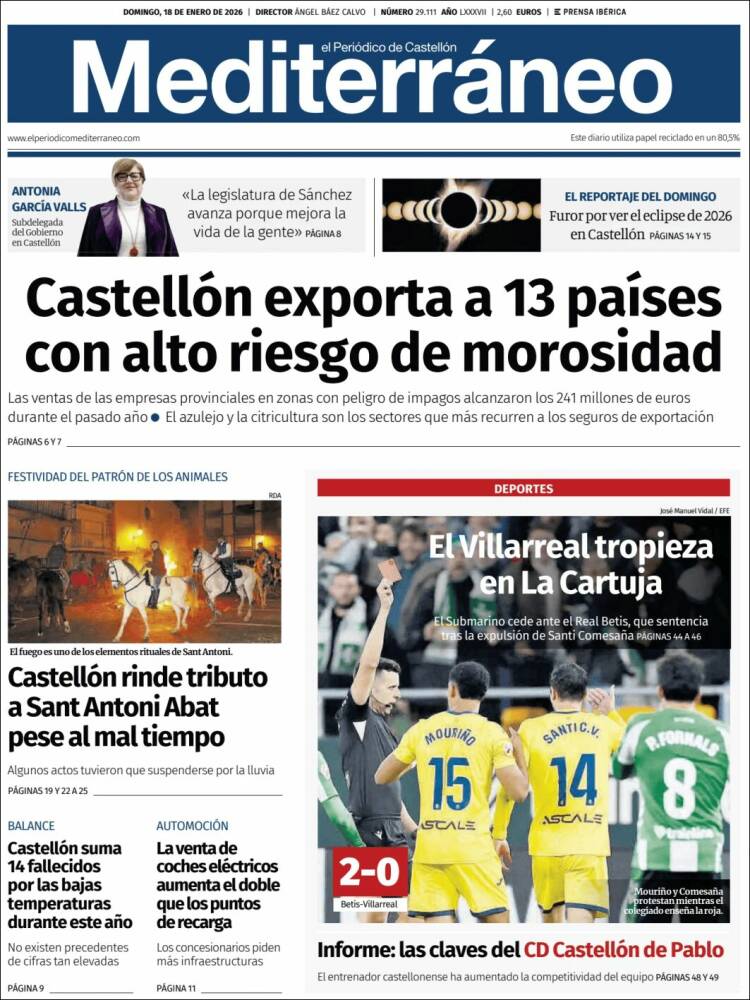 Portada de El Periódico Mediterraneo (Espa&ntilde;a)