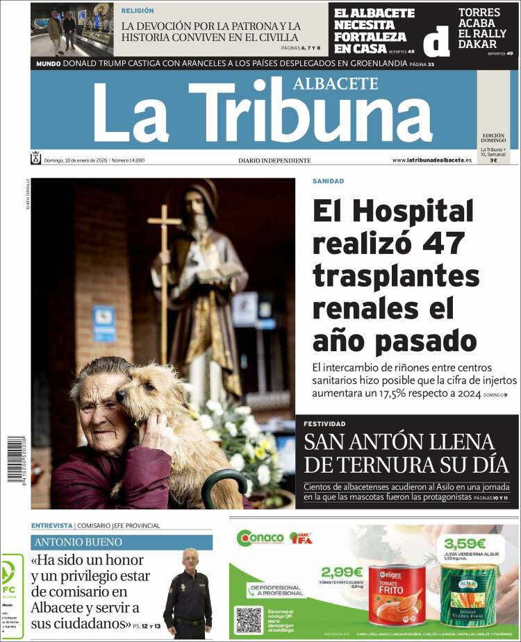 Portada de La Tribuna de Albacete (Espa&ntilde;a)