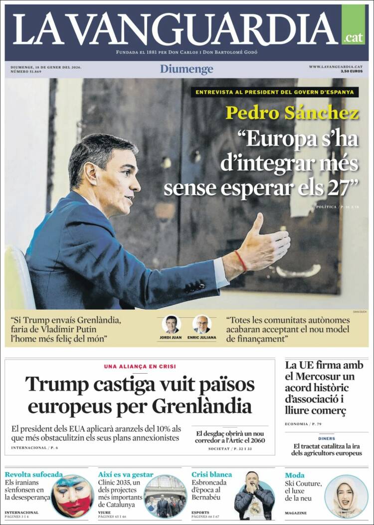 Portada de La Vanguardia (Espa&ntilde;a)