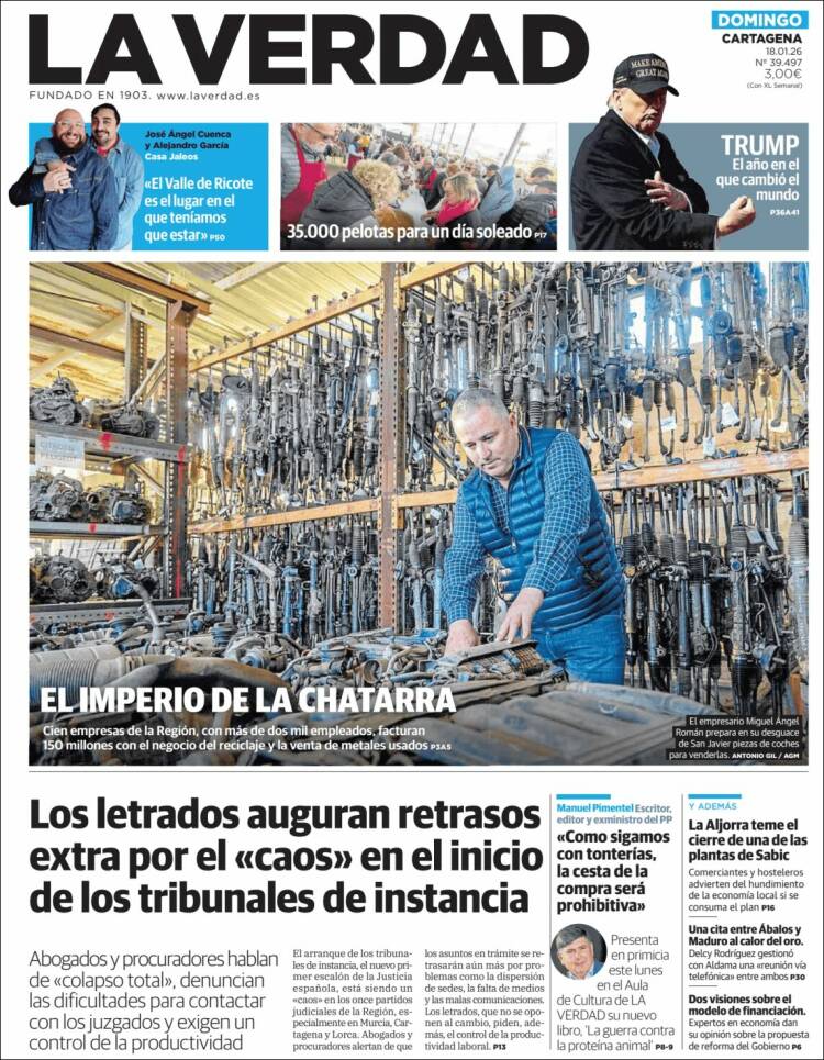 Portada de La Verdad de Cartagena (Espa&ntilde;a)