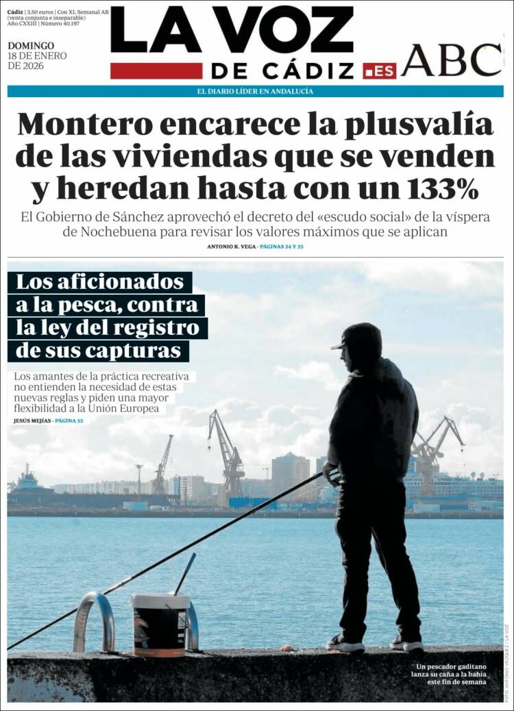 Portada de La Voz de Cádiz (Espa&ntilde;a)