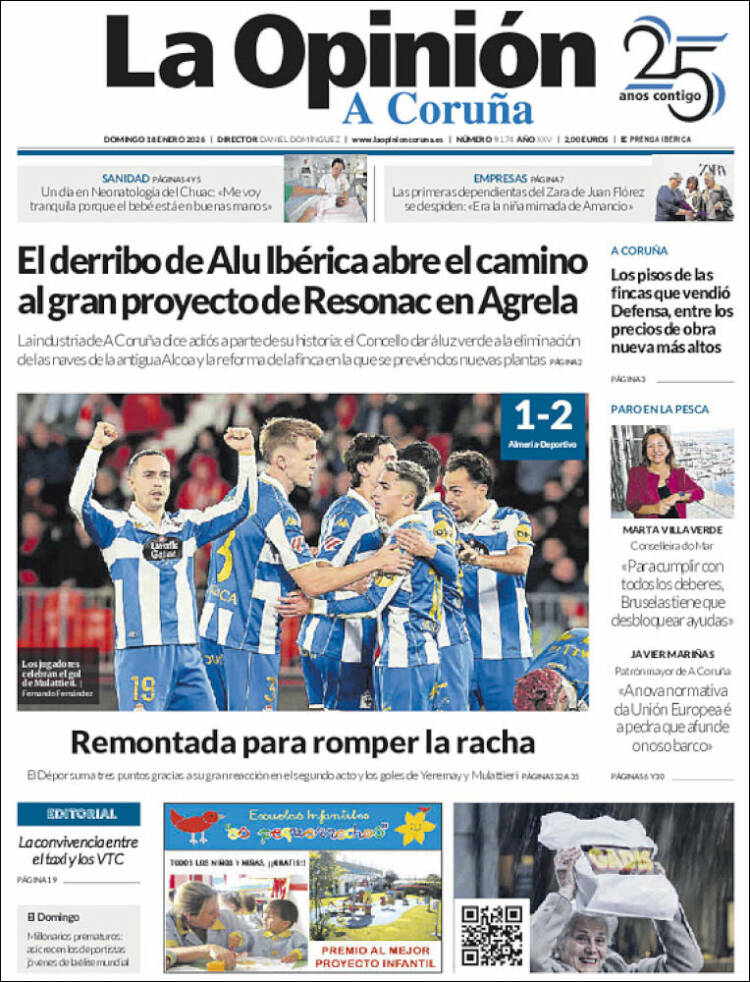 Portada de La Opinión de A Coruña (Espa&ntilde;a)