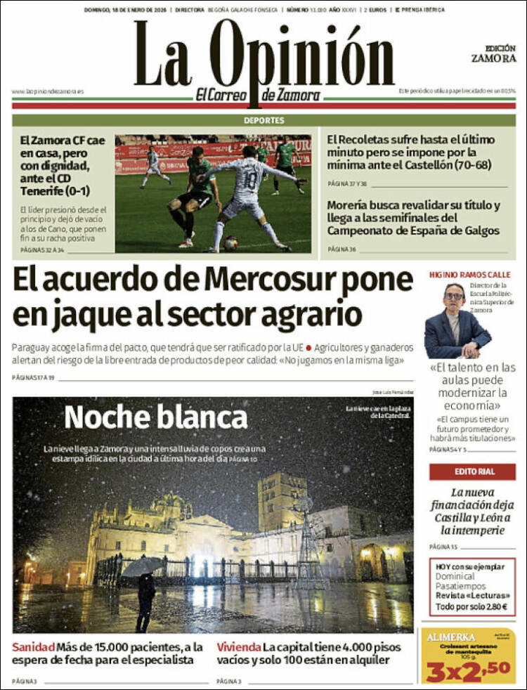 Portada de La Opinión - El Correo de Zamora (Espa&ntilde;a)