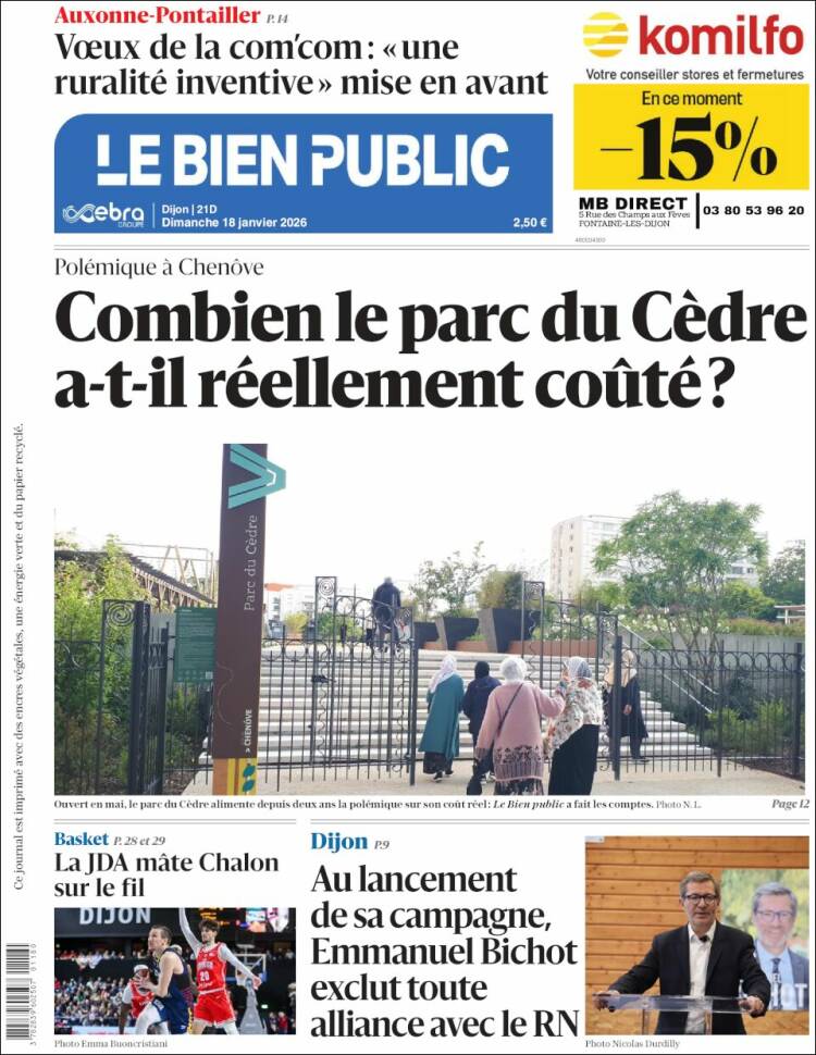 Portada de Le Bien Public (Francia)
