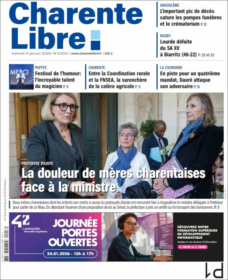 Portada de Charente Libre (Francia)