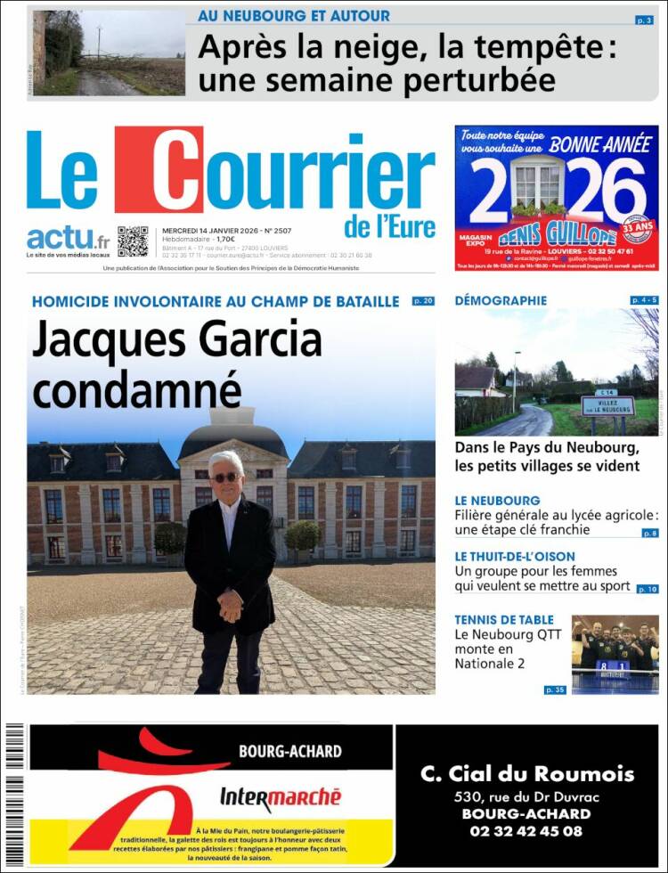 Portada de Le Courrier de l'Ouest (Francia)