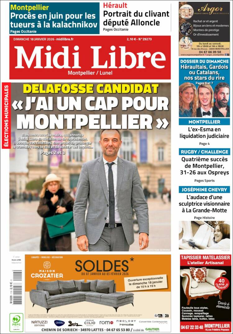 Portada de Midi Libre (Francia)