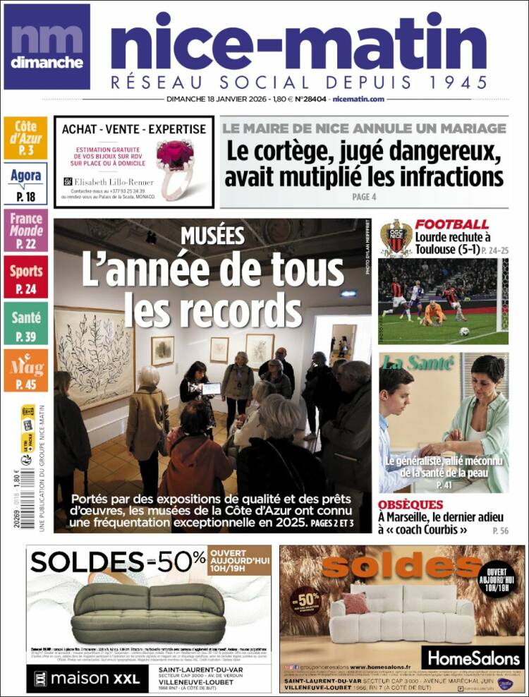 Portada de Nice-Matin (Francia)